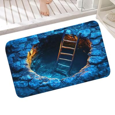 Optical Illusion Rug Cool Hole Carpet Non-slip 3D Hole Rug for Entrance Kitchen Bathroom Indoor Halloween Porch Decorations