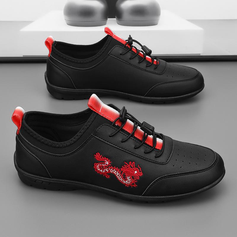 

Мода PARZIVAL Новые мужские модные повседневные туфли из кожи Totem Нескользящая вулканизированная спортивная обувь Удобная плоская повседневная обувь без застежек 44 чёрный