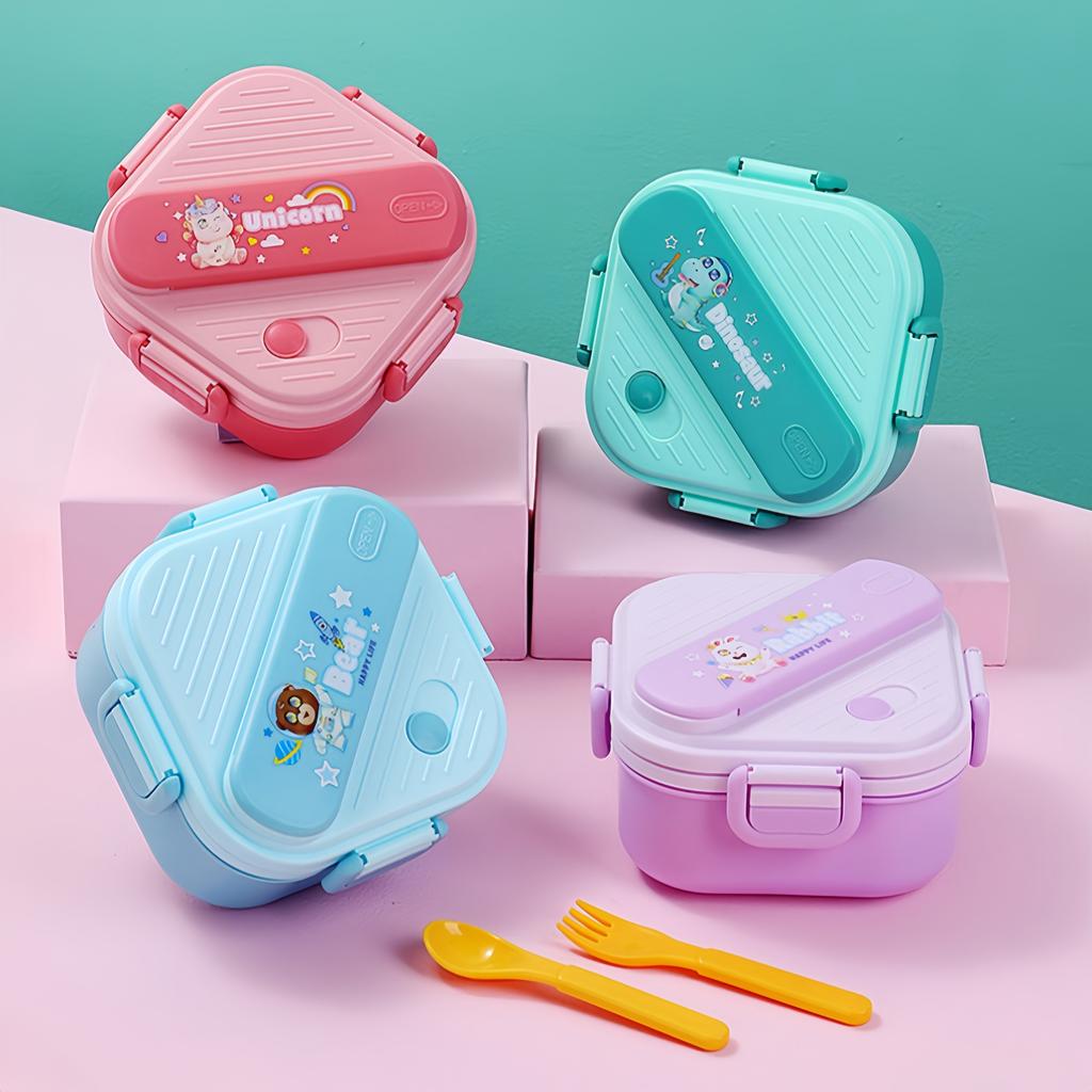 3 Grids Unicorn Lunch Box For Children Students Sandwich Fruit Food Storage Container Cartoon Kids Bento Box For School Camping