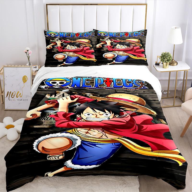 3pc Luffy One Piece Bedding Set Guest Room Bedroom Decor Christmas Halloween Decor Gifts- All Seasons (No Insert)a1013097