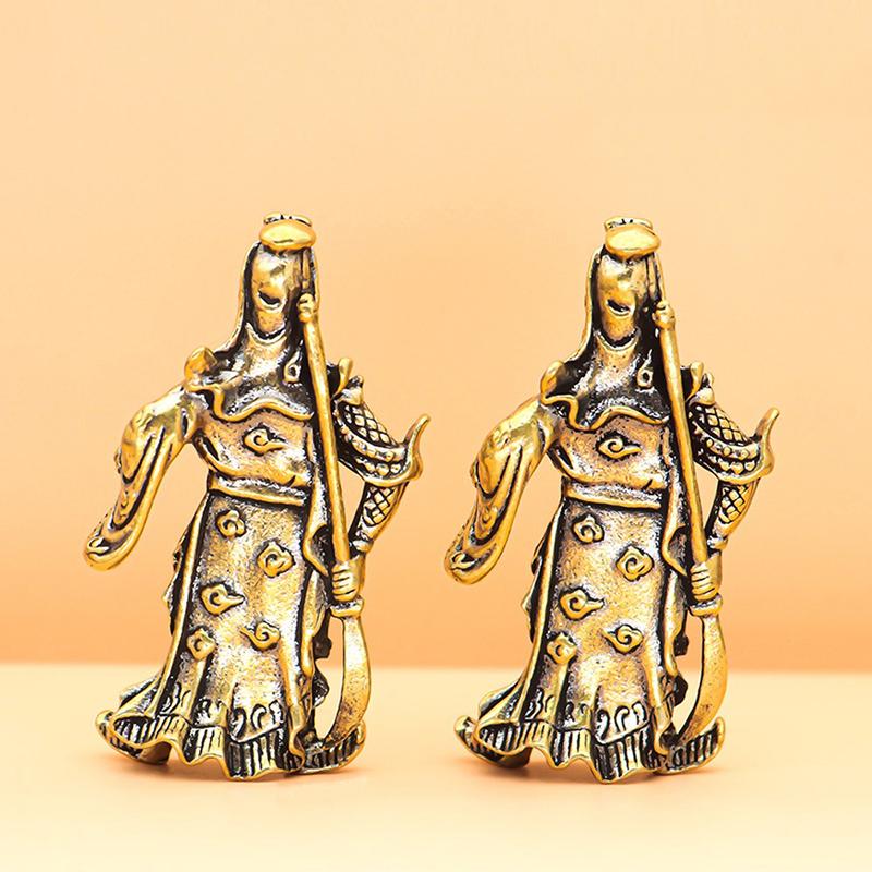 Vintage mosazný nůž Figurky Guan Gong Miniatury Stolní ozdoby Malá soška Dekorace domu Řemesla Dárek