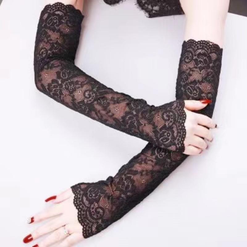 

Рукава из летнего шелка Ice Silk, женские перчатки с солнцезащитным кремом, защита от ультрафиолета, водители танцев, длинные защитные рукава для рук one size чёрный