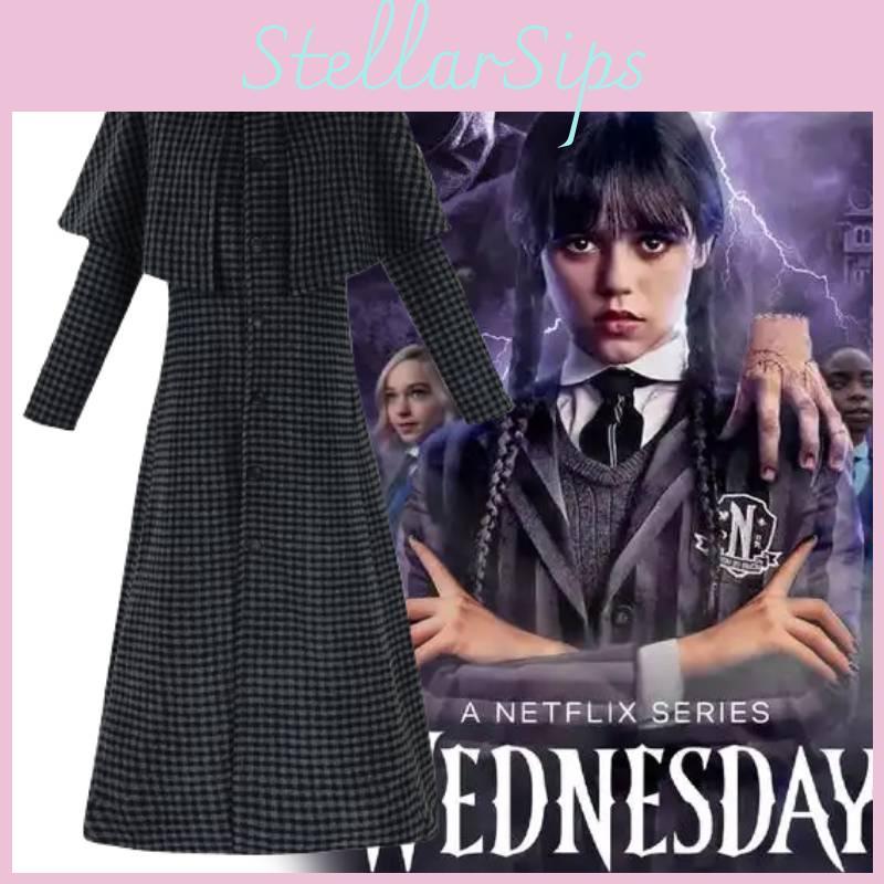 Season Female 2 Lead Addams Cosplay Costumes Lattice Jacket Coats