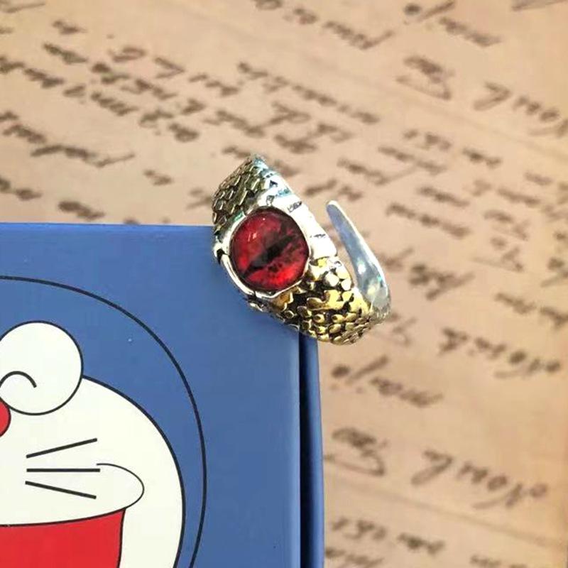 Retro Demon Eye Ring For Men Punk Gothic Adjustable Handmade Rock Biker Jewelry Man Gift Three Size