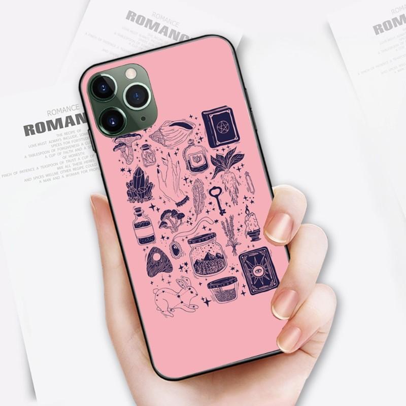 Witches Moon Tarot Čarodějnický obal na telefon pro iPhone 14 13 12 11 XS X 8 7 6 Plus Mini Pro Max SE 2022 Měkký černý kryt na telefon