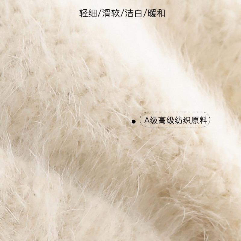 Gestrickte Mütze Damen Herbst und Winter Kaninchenfellmütze weiß warm verdickt großer Kopfumfang gesichtsschmeichelnd klein Plüsch Ohrenschutz Wollmütze