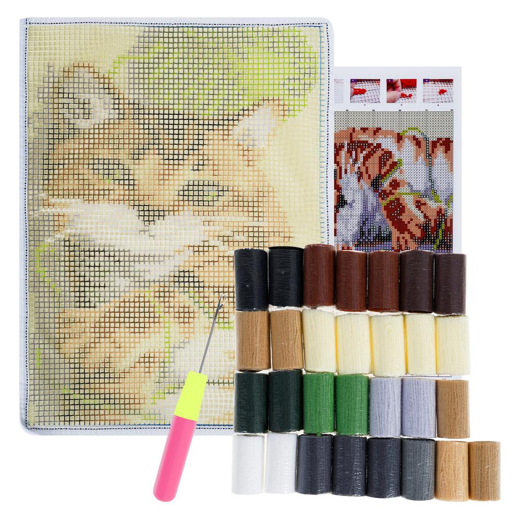 Animal Cat Style Latch Hook Rug Kit Pre Printed Bright Color Latch Carpet Making Kit for Adults Kids Beginners