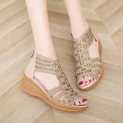 Soft Leather Roman Sandals Women 2024 Summer New Soft Sole Outwear Women's Wedge Shoes Fashion Casual Designer Shoe Ladies