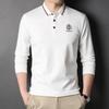 Men's Spring and Autumn New Men's Polo Shirt Fashion Trend Embroidered Lapel Long Sleeve T-shirt