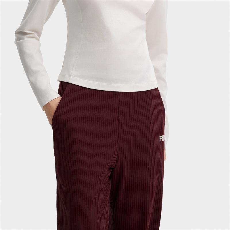 New FILA Knitted Sports Pants Women's Brewed Red F11W439613FWI