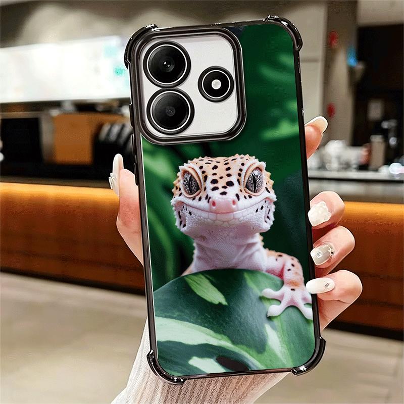 Lizards Geckos Cute Pet Plating Phone Case For Xiaomi Redmi Note 14 15 Pro Plus 13 12 11 11S 11T 10 9S 9 5G Anti-Fall Airabag Co