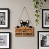 Yousheng Cat Shaped Welcome Sign, Durable Wooden, Waterproof Moisture-Proof Hanging Sign, for Front Door Rustic Farmhouse Porch