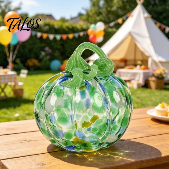 Mini Zucca in Vetro Soffiato a Mano, Zucca in Finto Cristallo da Appendere, Collezionabile per il Ringraziamento, Halloween, Autunno, Raccolta