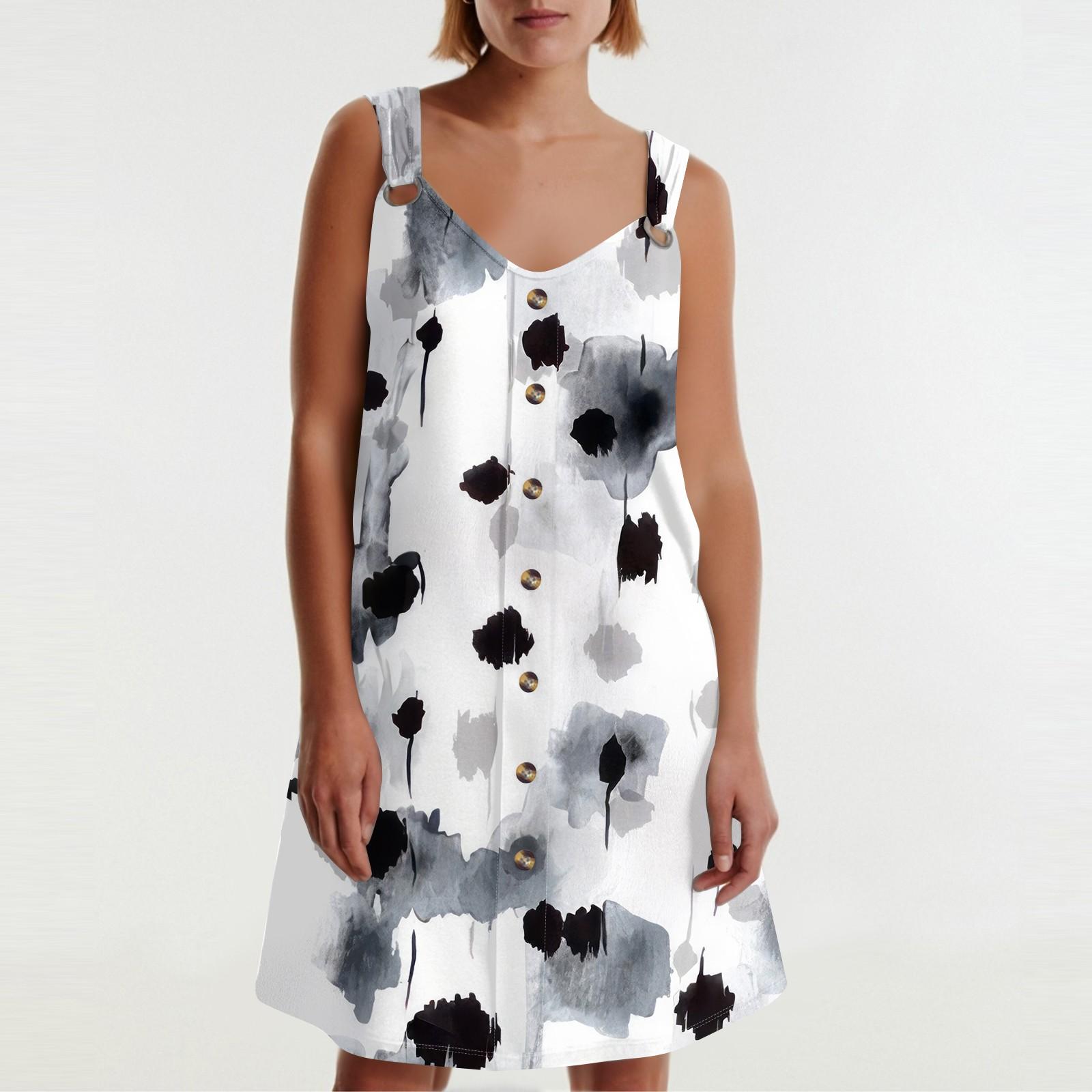 

Жіноча літня сукня з кишенею, безрукавка, сарафан з квітковим принтом XL білий