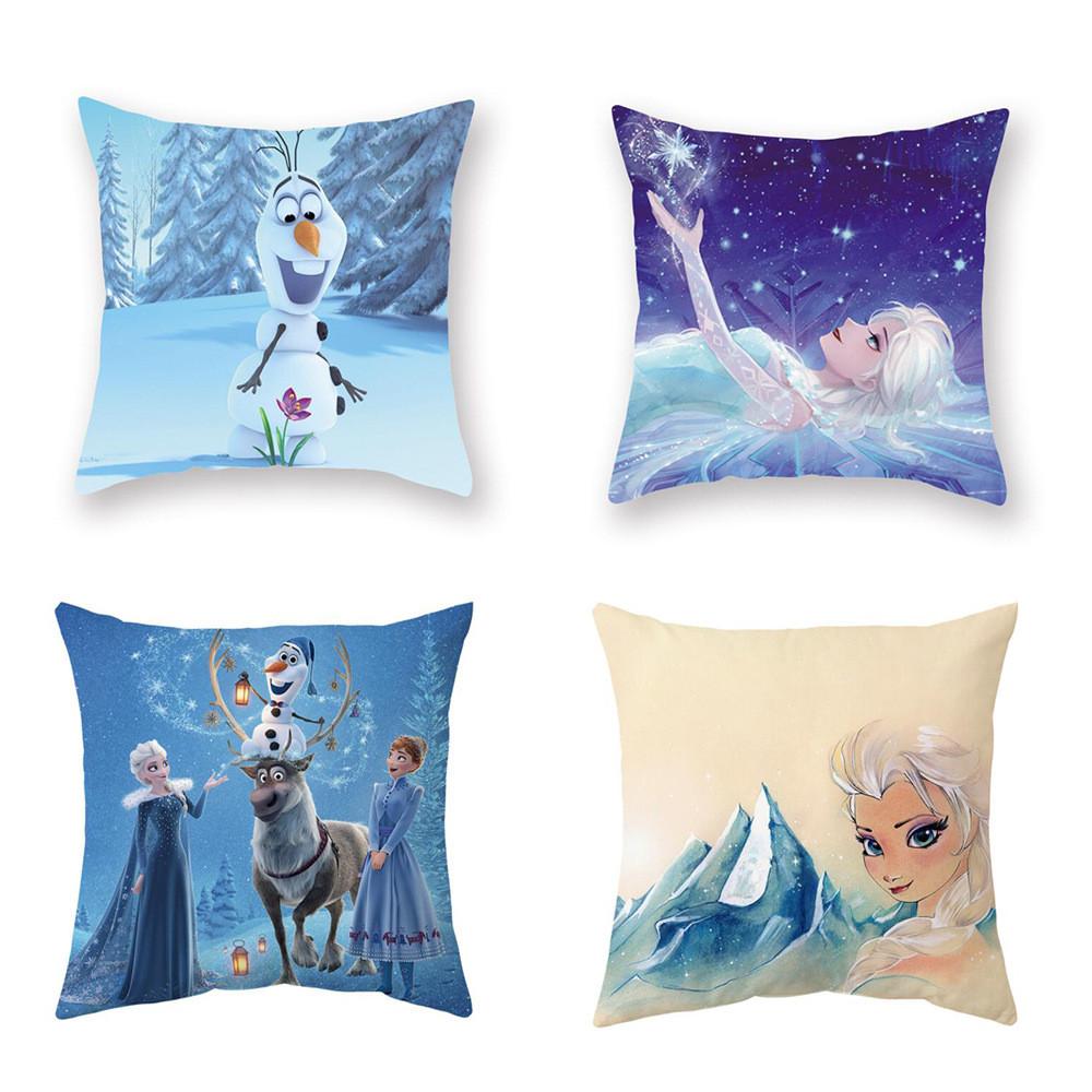 The Frozen Snow Queen Cartoon Cushion Cover Linen Material Cozy Spaces Home