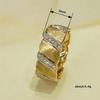 Huitan Elegant Women Two Tone Ring Inlaid Sparkling Cubic Zirconia Luxury Accessories for Wedding Engagement Charming Jewelry
