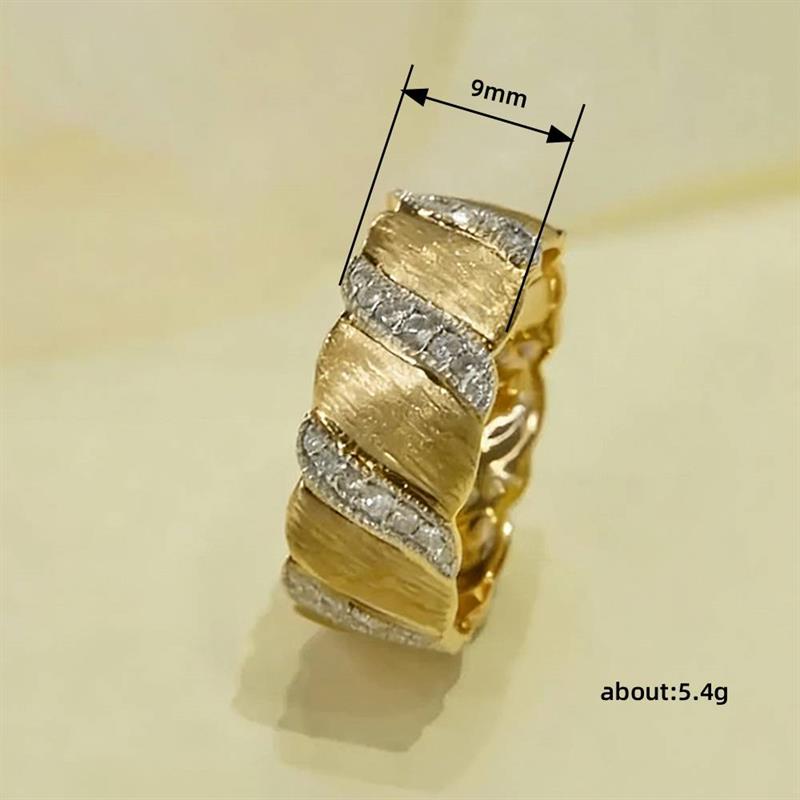 Huitan Elegant Women Two Tone Ring Inlaid Sparkling Cubic Zirconia Luxury Accessories for Wedding Engagement Charming Jewelry