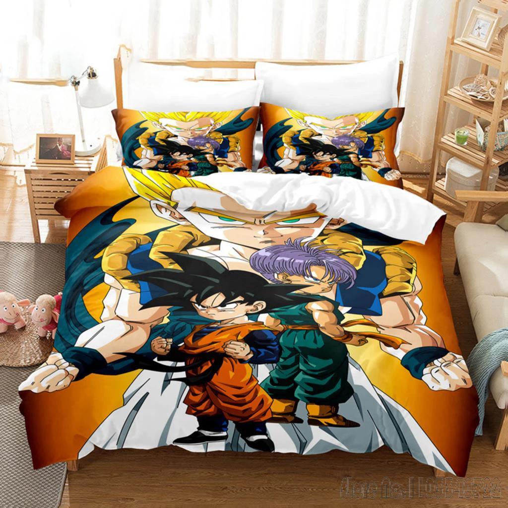 Japanese Anime Dragon Ball Duvet Cover Goku Bedding Sets For Boys Kids Teens Quilt Cover Pillowcases Children Christmas Gift