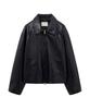 Siyazu Siot4156 Faux Leather Half Banding Jacket_Black