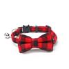 Obroża dla kota z zapięciem bezpieczeznym, muszką i dzwoneczkiem, urocza krata, świąteczna czerwona, elastyczna, regulowana obroża dla psa z szarfą, mały dzwoneczek dla kotów