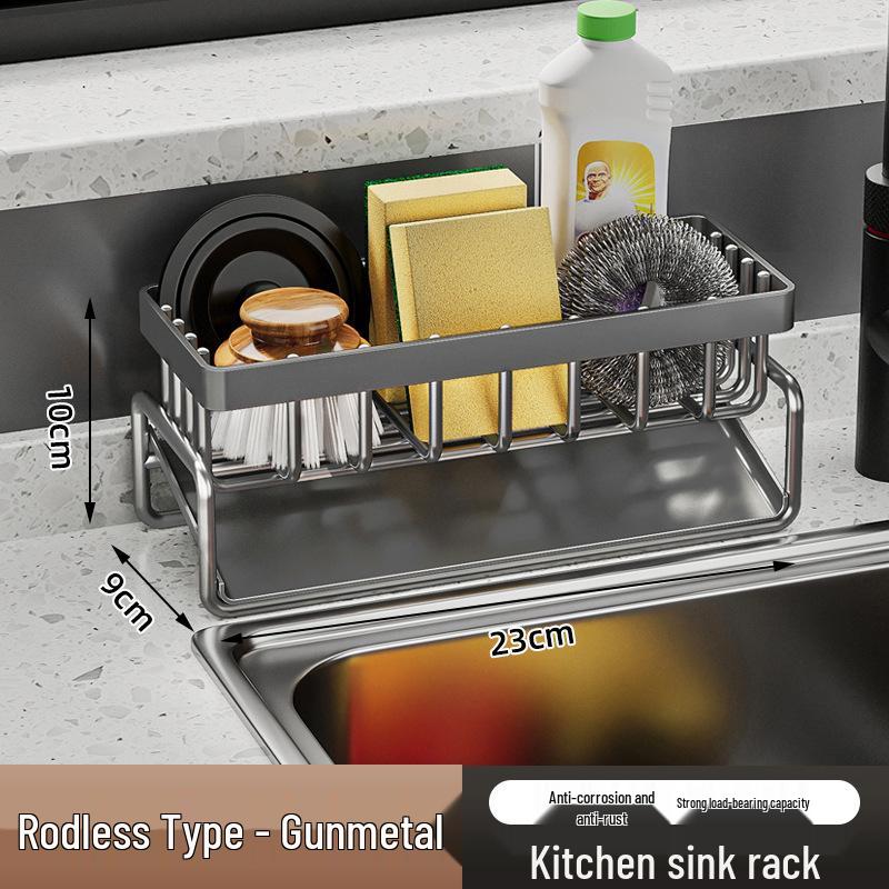 

Stainless Steel Kitchen Sponge & Dishcloth Storage Rack with Drainer