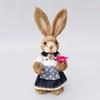 23cm Yard Party Home Easter Decor Woven Straw Bunny Rabbit Sculpture Statuette Easter Ornament