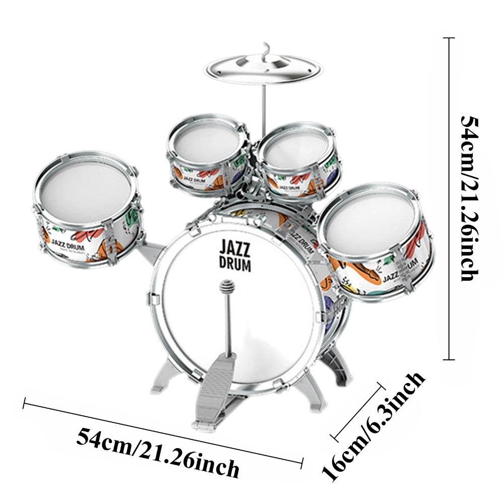 Ensemble de Batterie pour Enfants Kit de Batterie Jazz pour Tout-Petits Jouets avec Tabouret Pédale Percussion Instruments de Musique Jouet Batterie Cadeau d'Éducation Précoce pour Garçons