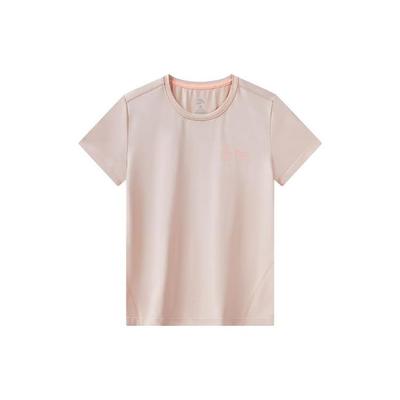 Running Series Logo Print Round Neck Pullover Short Sleeve Fitness Top Women Tops Falling-Rainbow-Pink 162125120-1