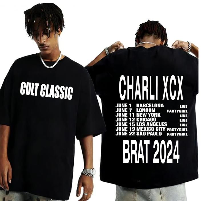 Spring and Summer New Cult Classic Charli Printed Cotton Loose Short Sleeved Round Neck Mens and Womens Casual Fashion Tshirt