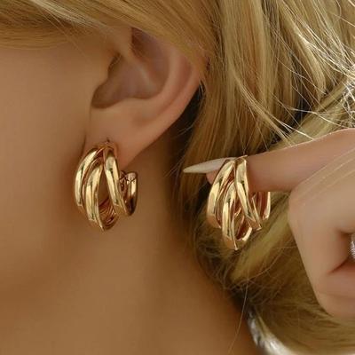 Smooth Metal Chunky Hoop Earrings For Women Fashion Round Circle Hoops Statement Earrings New Trendy Jewelry Gifts