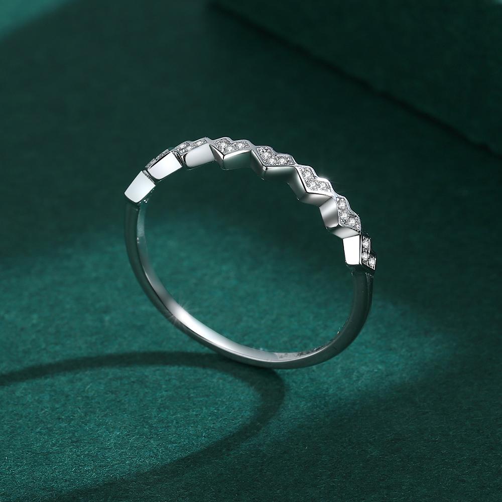 Trend Heart Shaped Diamond Single Row Couple Ring For Women Zircon Real S925 Silver Christmas Engagement Gift Jewelry