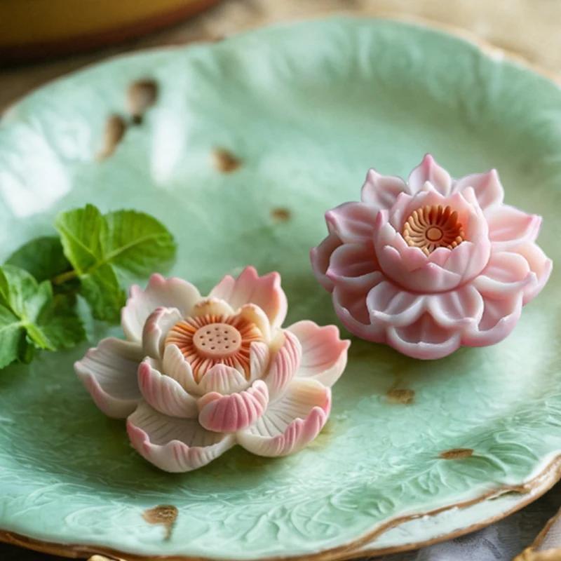3D Lotus candle silicone mold Lotus seed flower candle mold Peony flower rose candle silicone mould Resin mold cake molds