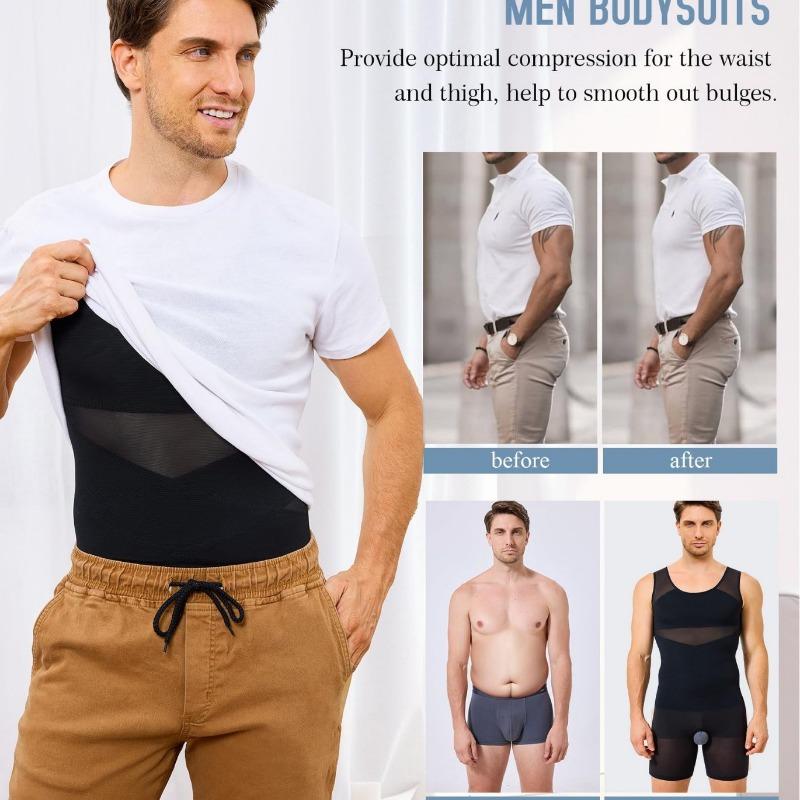 Heren Corrigerend Bodysuit Taille Cincher Strakke Compressie Afslankend Vest Basislaag