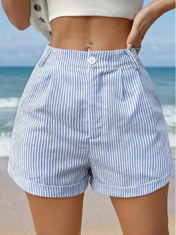 

Women s Trendy Plaid Stripe Summer Sports Shorts - Versatile Spicy Girl Style Small