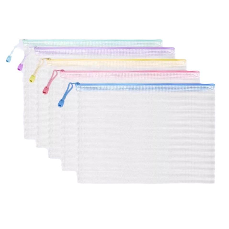 A4 Transparent Waterproof Zipper Document Bag for Exams and Office Use