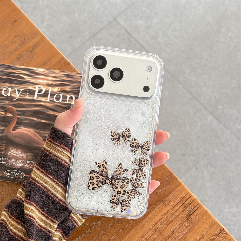 Leopard Print Bow Anti-Drop Phone Case for iPhone 15/16/17 & 13/14 PROMAX iPhone 15