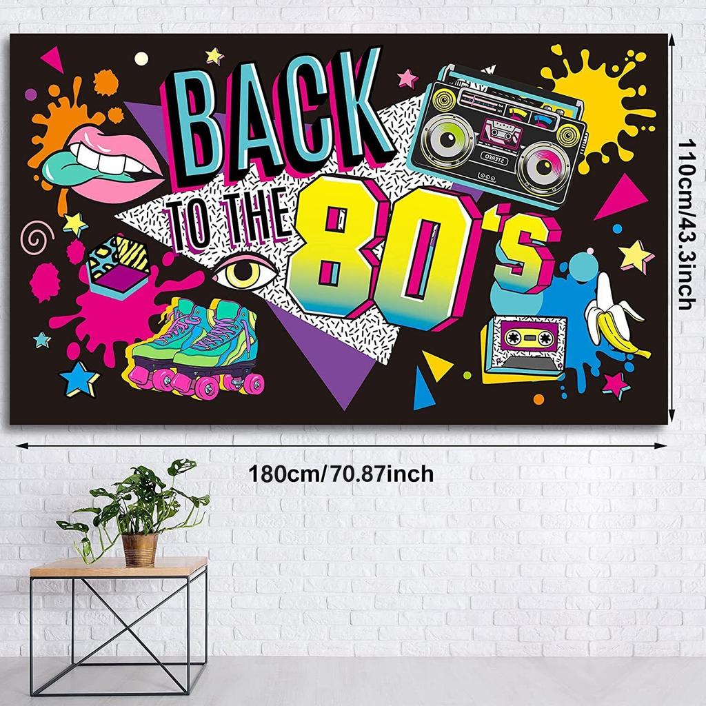 Back To 80'S Backdrop Graffiti Hip Pop Party Disco Music Photo Background Banner Graffiti Back To The 80’S Party Decorations