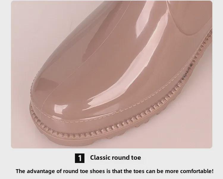 Women's European & American Bow Low Tube Rain Boots - Fashionable Non-Slip PVC for Outdoor Wear.