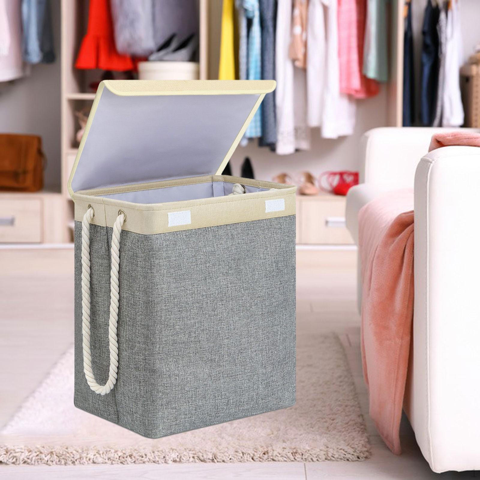 

Большая корзина для белья 65 л с усиленными ручками и складной крышкой для одежды бежевый