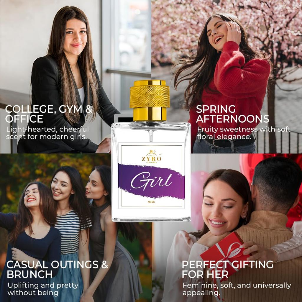 ZYRO Girl Floral & Fruity Fragrance for Her | Long Lasting Perfume | Extrait De Parfum with Melon, Rose & Vanilla | 50ML EDP