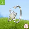 Design Butterfly Open Ring, Spring 925 Sterling Silver Stylish Simple Natural Jade Jewelry