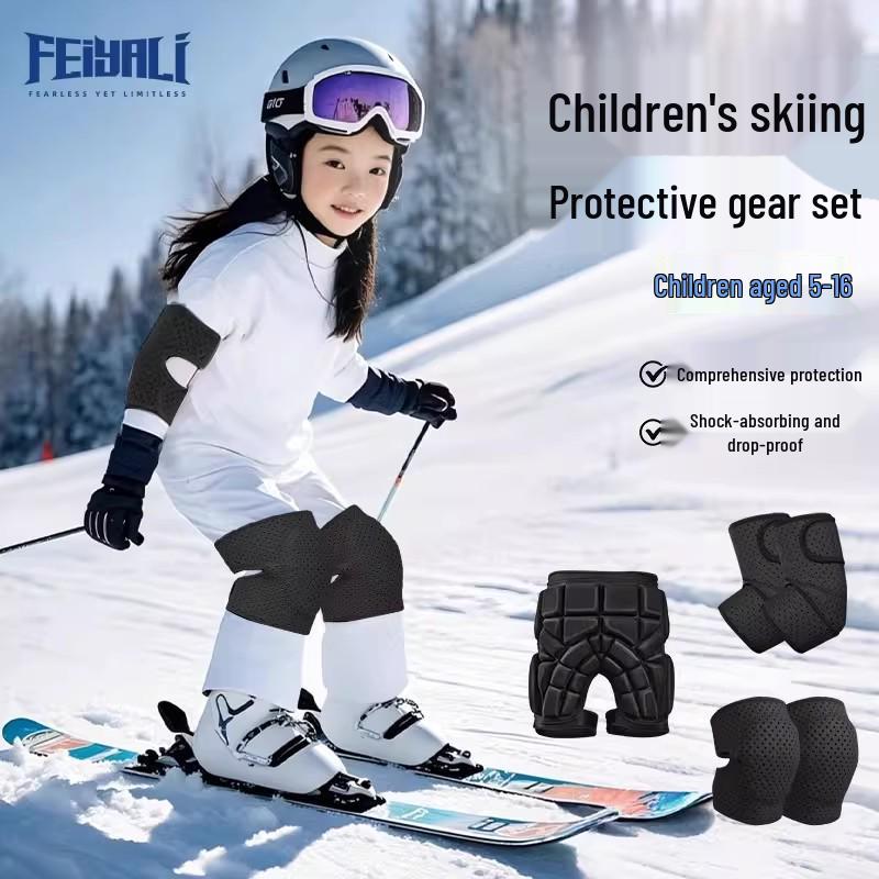 Kids' Winter Ski & Snowboard Protective Pants with Knee Pads for Ice Skating and Roller Skating