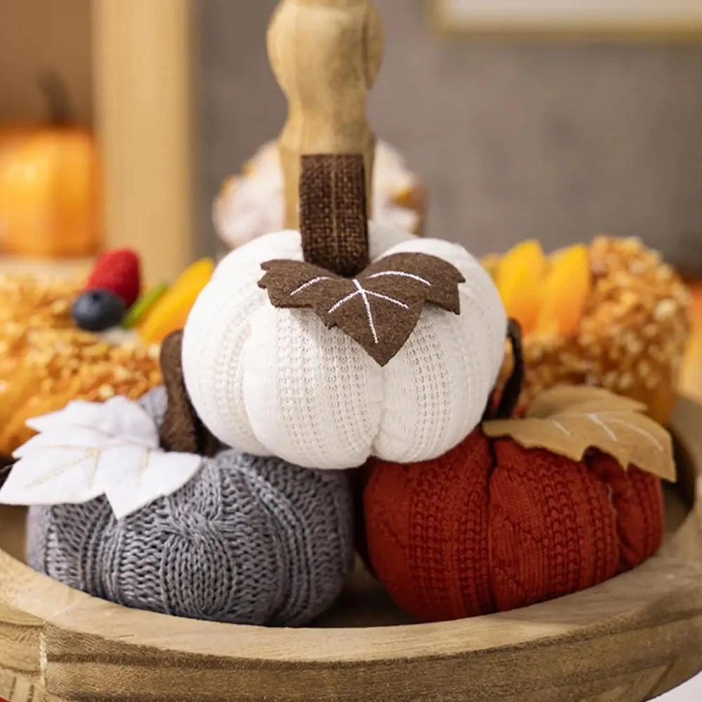 9cm Small Pumpkins Home Decor Knit Knitted Pumpkin Reusable Seasonal Charm Cozy Warm Decorative Ornaments Crochet Pumpkins