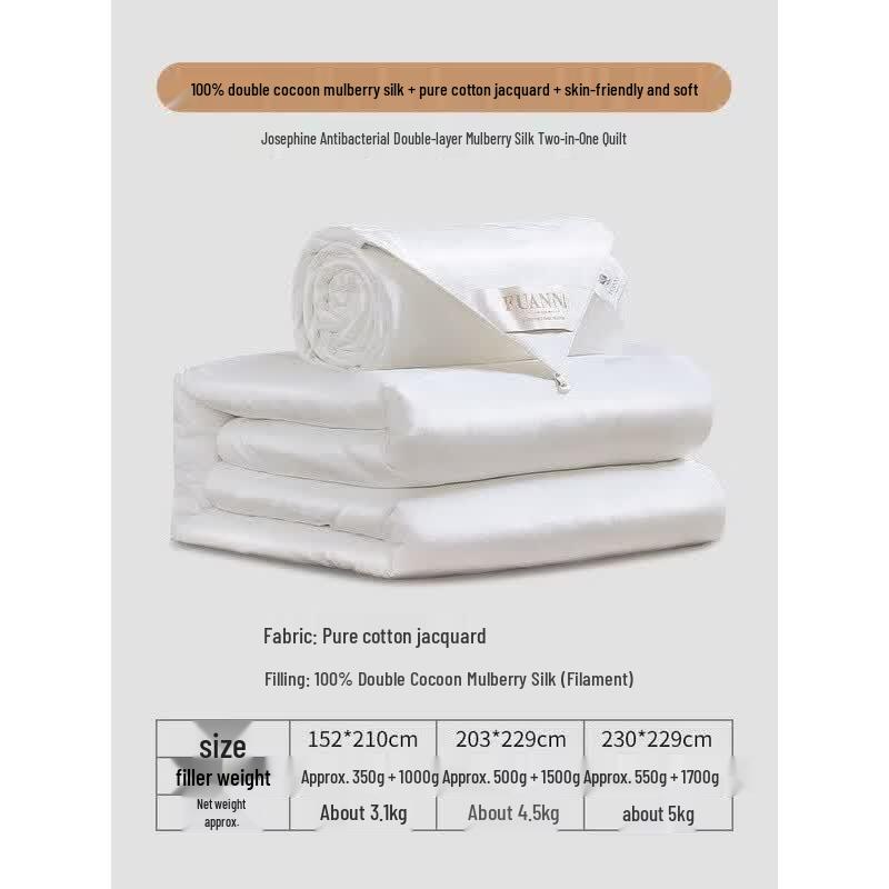 FUANNA Dual-Cocoon 100% Mulberry Silk All-Season Duvet