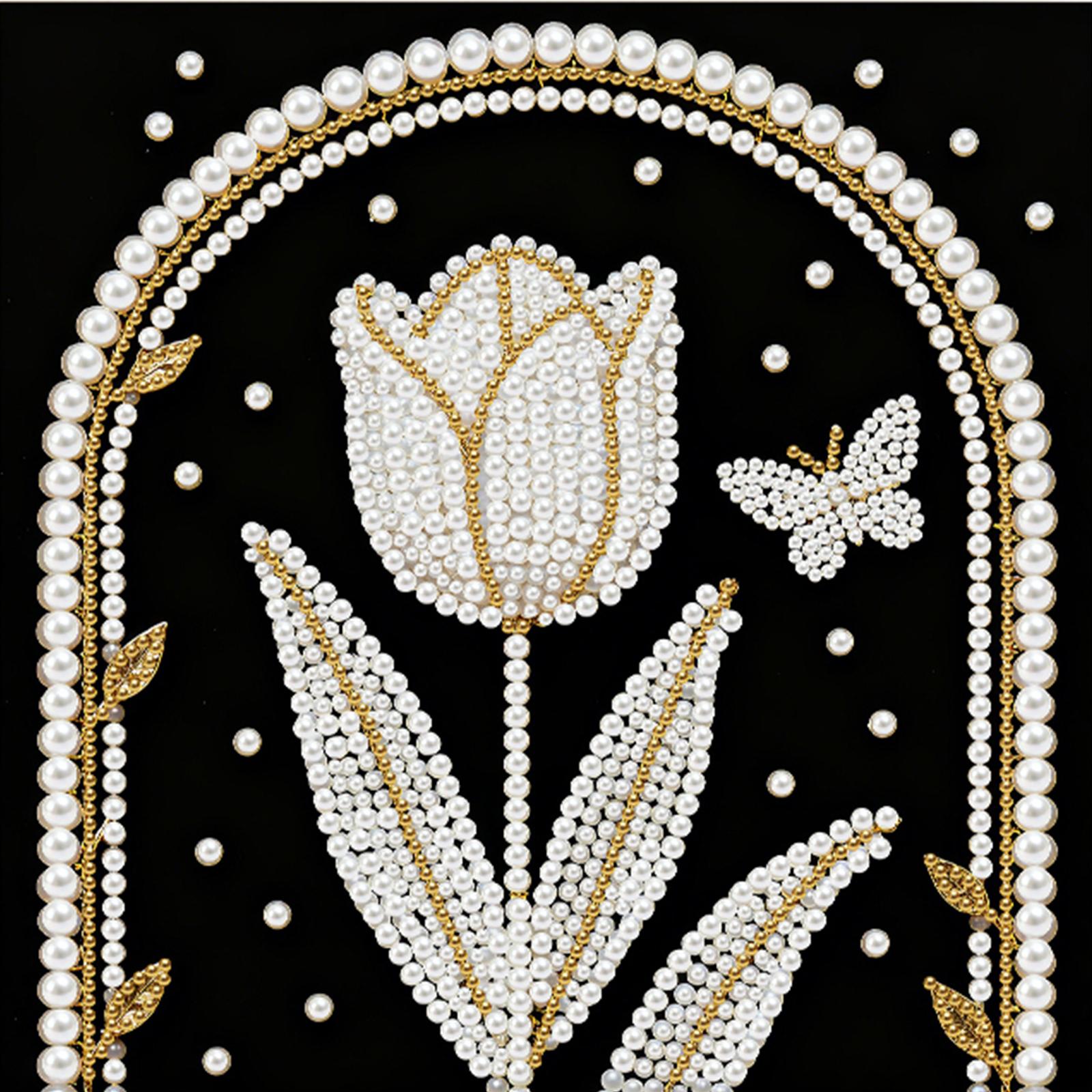 

DIY Pearl Diamond Art Kits for Adults/Beginners Gift Home Decor Gem Art Diamond Painting Kits 25x25cm With Frame тюльпан