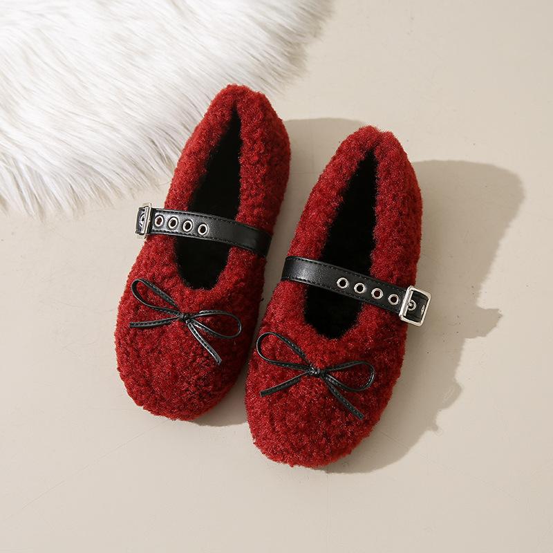 

[Customized] C19 new fashion women s shoes 2025 autumn and winter velvet warm cotton shoes casual solid color fluff 35