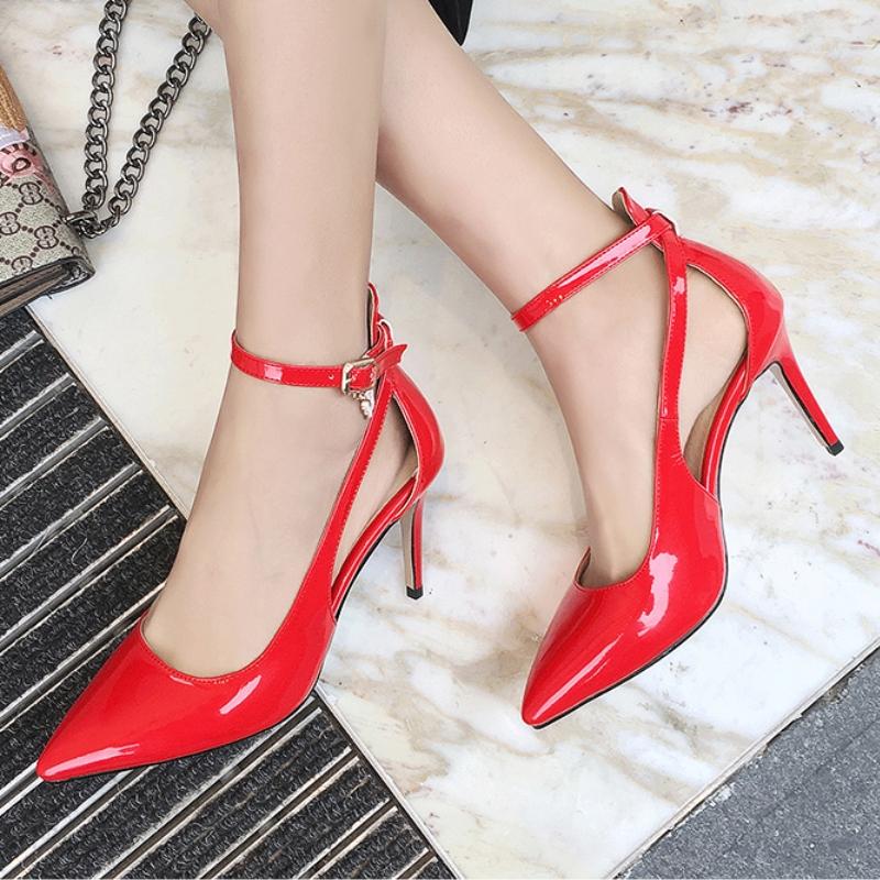 Fashion Summer Sandals Shoes for Women Elegant High Heels Large Size Pumps Strap White Black Red Heeled Dance Party Wedding Shoes Ladies