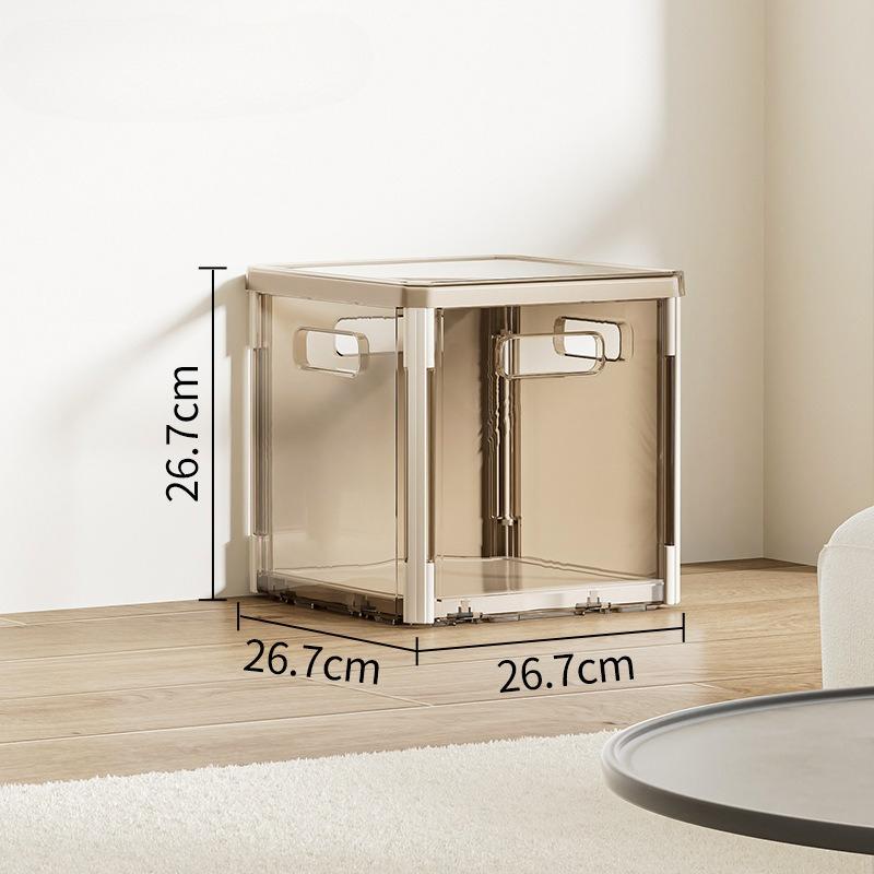 

Large Capacity Transparent Home Storage Box Organizer Plastic Folding Box with Lid Toys Tool Sundries Wardrobe Clothes Organizer бежевый
