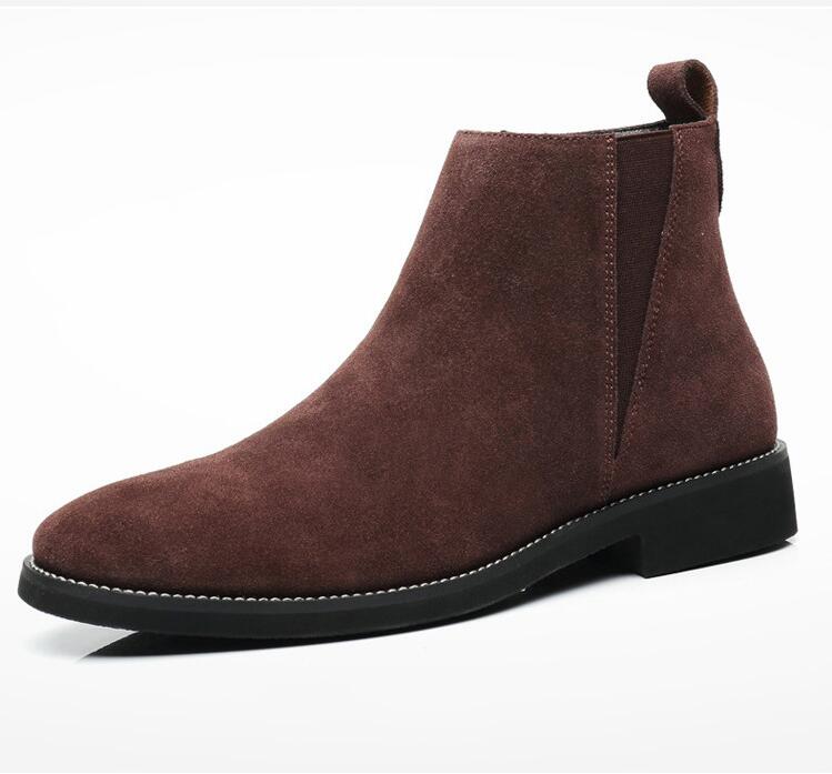Fashion Men's Classic Retro Chelsea Boots Cow Suede Genuine Leather Men Trendy Ankle Boot Mens Casual Short Boots High-Top Shoes