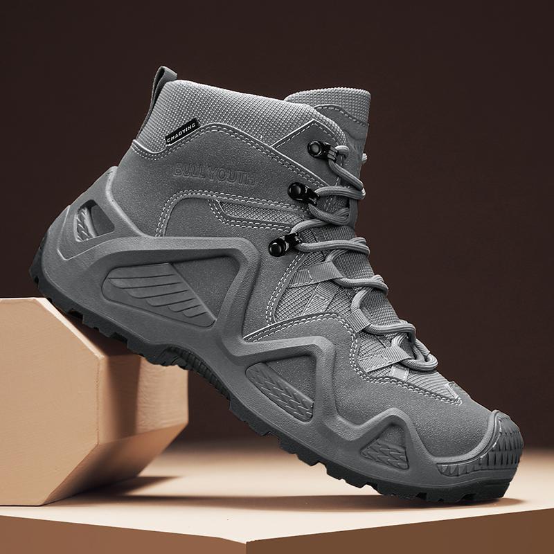 

Thick Sole Fashion Comfortable Tide Shoes 2024 Autumn New Men s Casual Shoes High Top Outdoor Wear Resistant Anti Slip Men Boots 39 сірий колір